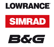 logo Lowrance, SIMRAD, BG